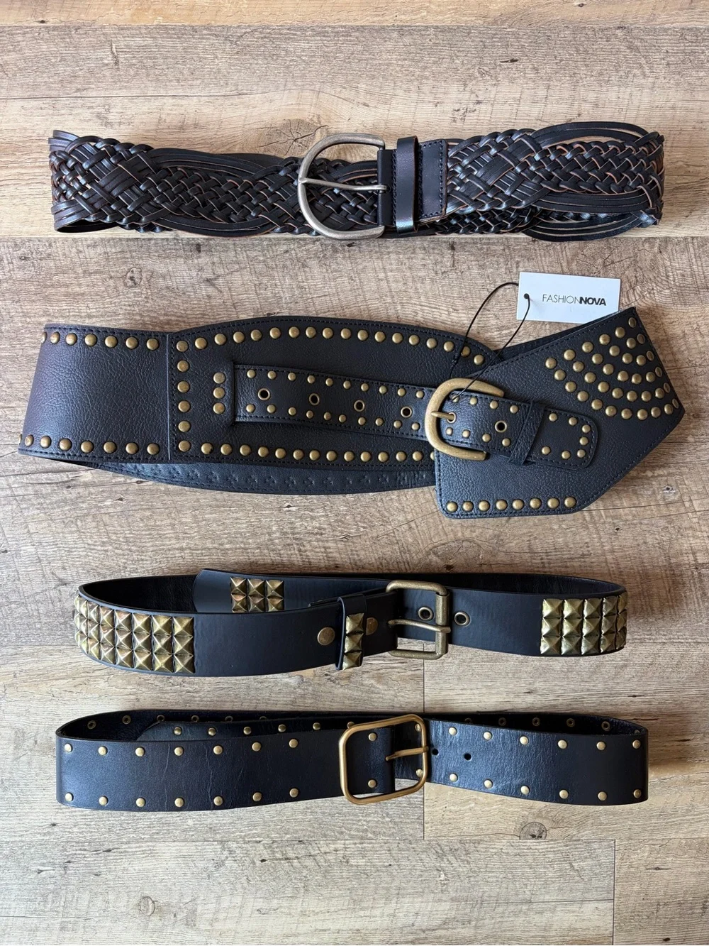 Four Item Chunky Studded Boho Belt Bundle Size Medium Festival Western Bohemian
